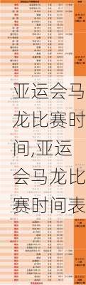 亚运会马龙比赛时间,亚运会马龙比赛时间表