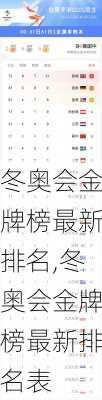 冬奥会金牌榜最新排名,冬奥会金牌榜最新排名表