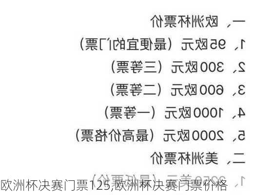 欧洲杯决赛门票125,欧洲杯决赛门票价格
