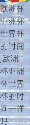 欧洲杯亚洲杯世界杯的时间,欧洲杯亚洲杯世界杯的时间一样吗