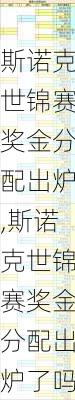 斯诺克世锦赛奖金分配出炉,斯诺克世锦赛奖金分配出炉了吗