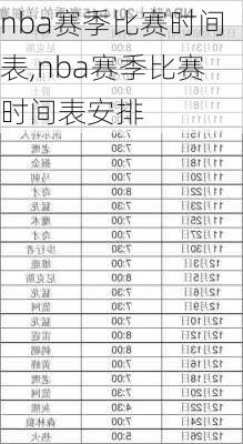 nba赛季比赛时间表,nba赛季比赛时间表安排
