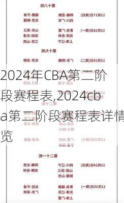 2024年CBA第二阶段赛程表,2024cba第二阶段赛程表详情一览