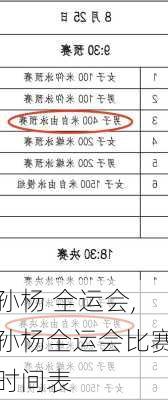 孙杨 全运会,孙杨全运会比赛时间表