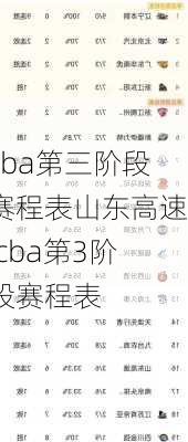 cba第三阶段赛程表山东高速,cba第3阶段赛程表