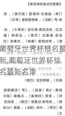 葡萄牙世界杯排名最新,葡萄牙世界杯排名最新名单