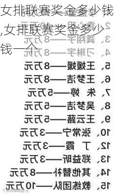 女排联赛奖金多少钱,女排联赛奖金多少钱一个