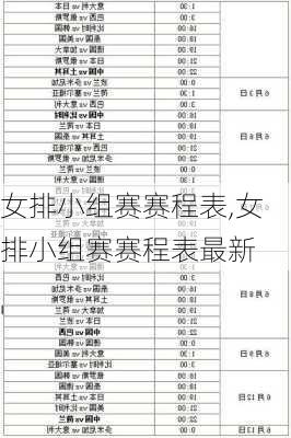女排小组赛赛程表,女排小组赛赛程表最新