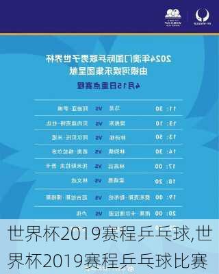世界杯2019赛程乒乓球,世界杯2019赛程乒乓球比赛