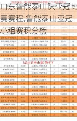 山东鲁能泰山队亚冠比赛赛程,鲁能泰山亚冠小组赛积分榜