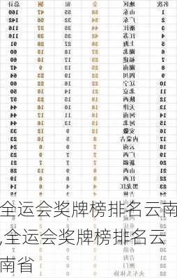 全运会奖牌榜排名云南,全运会奖牌榜排名云南省