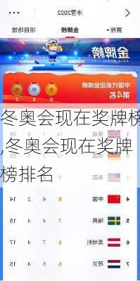 冬奥会现在奖牌榜,冬奥会现在奖牌榜排名