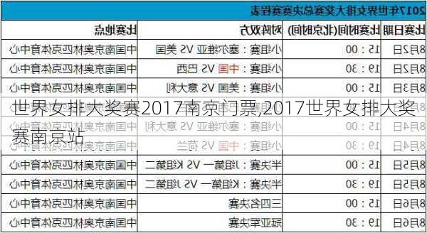 世界女排大奖赛2017南京门票,2017世界女排大奖赛南京站