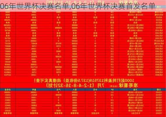 06年世界杯决赛名单,06年世界杯决赛首发名单