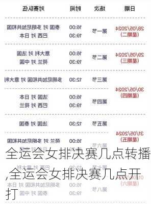 全运会女排决赛几点转播,全运会女排决赛几点开打