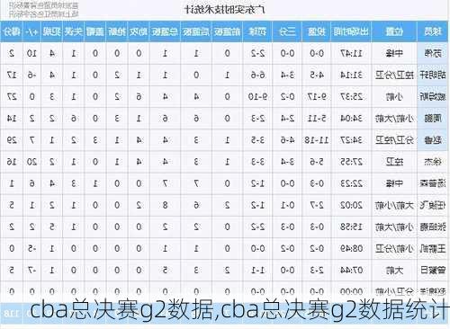 cba总决赛g2数据,cba总决赛g2数据统计