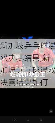 新加坡乒乓球混双决赛结果,新加坡乒乓球混双决赛结果如何