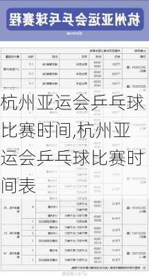 杭州亚运会乒乓球比赛时间,杭州亚运会乒乓球比赛时间表