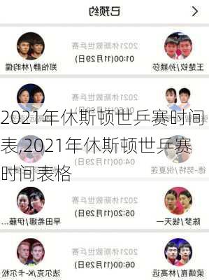 2021年休斯顿世乒赛时间表,2021年休斯顿世乒赛时间表格
