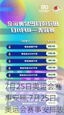 7月25日奥运会赛事安排,7月25日奥运会赛事安排表