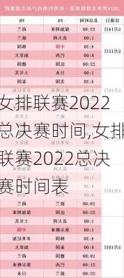 女排联赛2022总决赛时间,女排联赛2022总决赛时间表