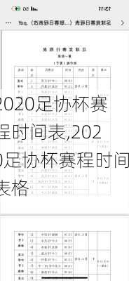2020足协杯赛程时间表,2020足协杯赛程时间表格