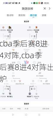 cba季后赛8进4对阵,cba季后赛8进4对阵出炉