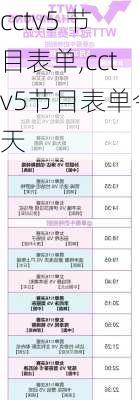 cctv5 节目表单,cctv5节目表单今天