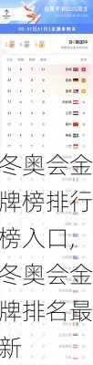 冬奥会金牌榜排行榜入口,冬奥会金牌排名最新