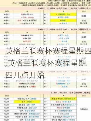 英格兰联赛杯赛程星期四,英格兰联赛杯赛程星期四几点开始