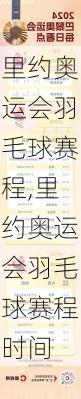 里约奥运会羽毛球赛程,里约奥运会羽毛球赛程时间