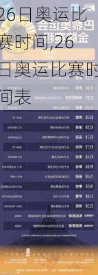 26日奥运比赛时间,26日奥运比赛时间表