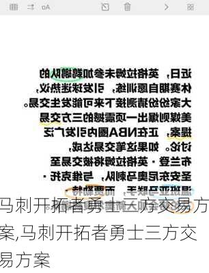 马刺开拓者勇士三方交易方案,马刺开拓者勇士三方交易方案