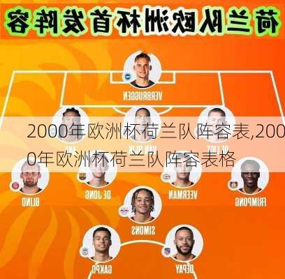 2000年欧洲杯荷兰队阵容表,2000年欧洲杯荷兰队阵容表格