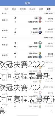 欧冠决赛2022时间赛程表最新,欧冠决赛2022时间赛程表最新消息