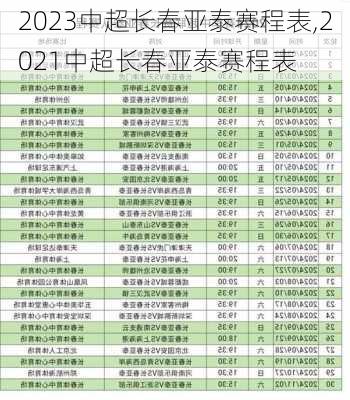 2023中超长春亚泰赛程表,2021中超长春亚泰赛程表