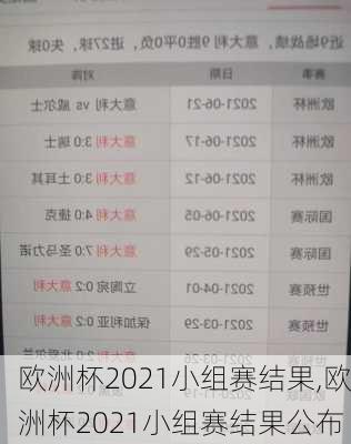 欧洲杯2021小组赛结果,欧洲杯2021小组赛结果公布