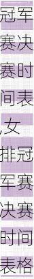 女排冠军赛决赛时间表,女排冠军赛决赛时间表格