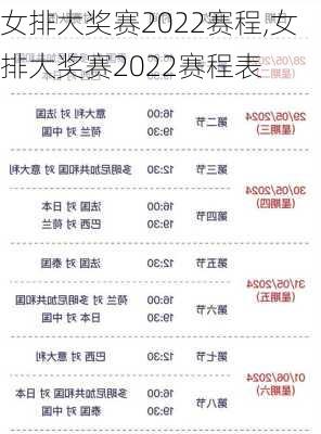 女排大奖赛2022赛程,女排大奖赛2022赛程表