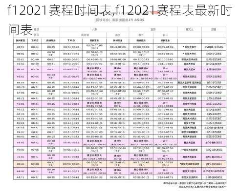f12021赛程时间表,f12021赛程表最新时间表