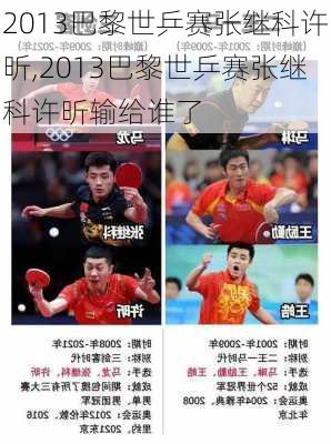 2013巴黎世乒赛张继科许昕,2013巴黎世乒赛张继科许昕输给谁了