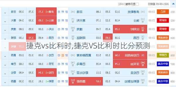 捷克vs比利时,捷克VS比利时比分预测