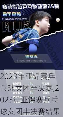 2023年亚锦赛乒乓球女团半决赛,2023年亚锦赛乒乓球女团半决赛结果