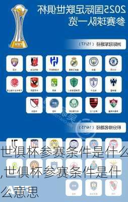 世俱杯参赛条件是什么,世俱杯参赛条件是什么意思