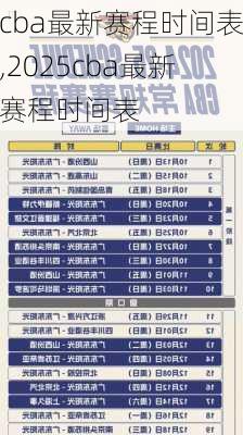 cba最新赛程时间表,2025cba最新赛程时间表