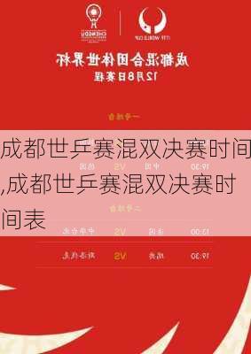 成都世乒赛混双决赛时间,成都世乒赛混双决赛时间表