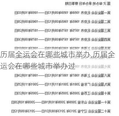 历届全运会在哪些城市举办,历届全运会在哪些城市举办过