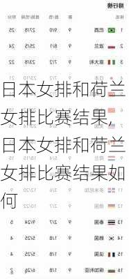 日本女排和荷兰女排比赛结果,日本女排和荷兰女排比赛结果如何