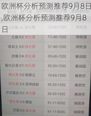 欧洲杯分析预测推荐9月8日,欧洲杯分析预测推荐9月8日
