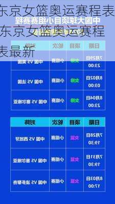 东京女篮奥运赛程表,东京女篮奥运赛程表最新